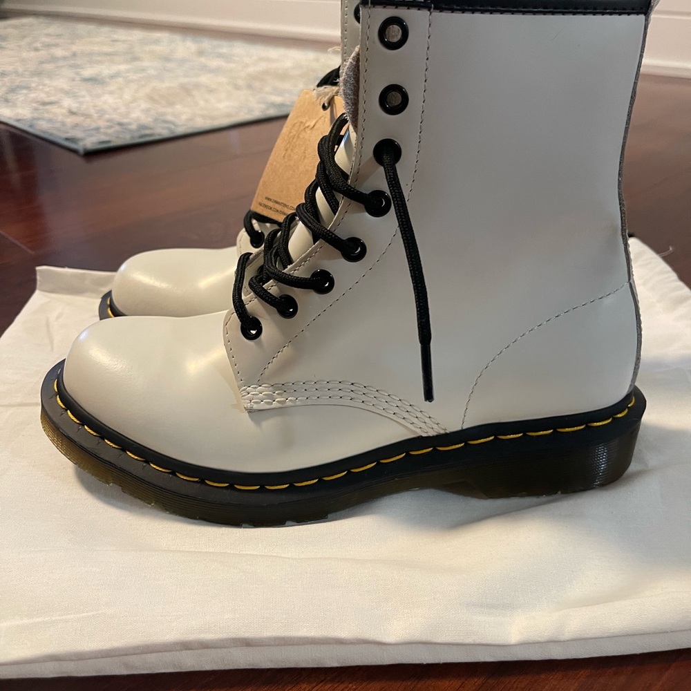 Dr. Martens White Boots with Black Laces